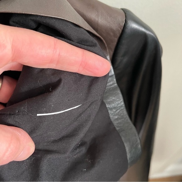 VINCE Lamb Leather Colorblock Moto Jacket - Picture 12 of 12